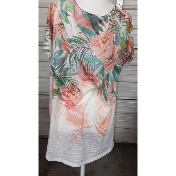 SJS Women's Short Sleeve Shirt Size 2x Floral Print - Picture 3 of 9